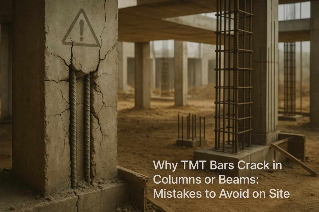 Why TMT Bars Crack in RCC Columns or Beams–Site Mistakes to Avoid